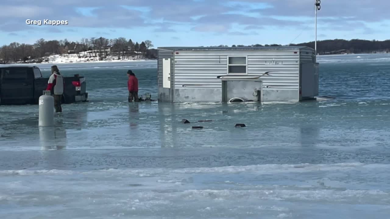 Amazing! Photos Of Ice House Being Pulled Up From MN Lake