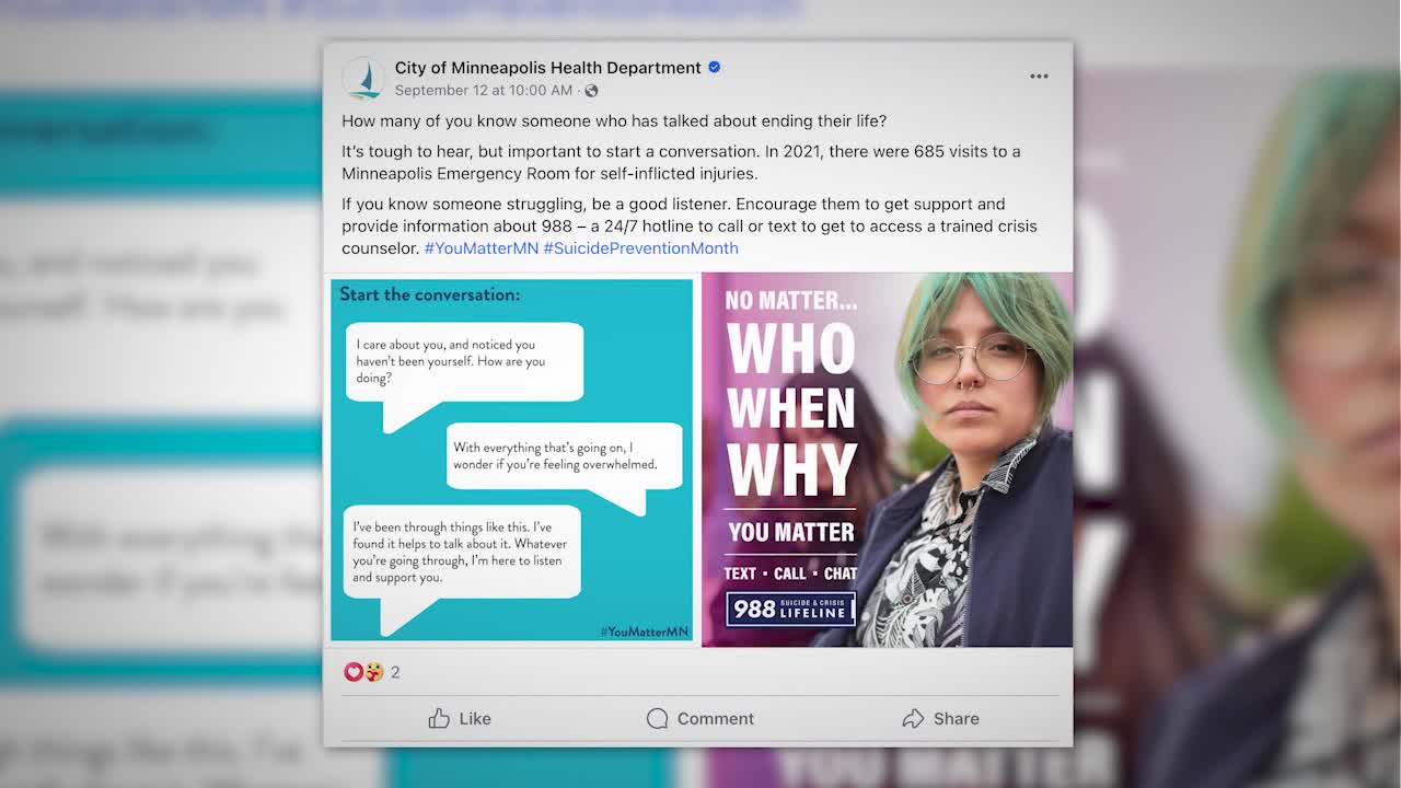 Minneapolis Health Department shares message of hope during Suicide Prevention Month